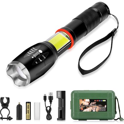 500 lm Ultrahelle, leistungsstarke COB-LED-Taschenlampe mit Zoom (1/5)