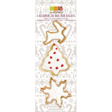 Découpoir doré flocon sapin rennes x3 - ScrapCooking