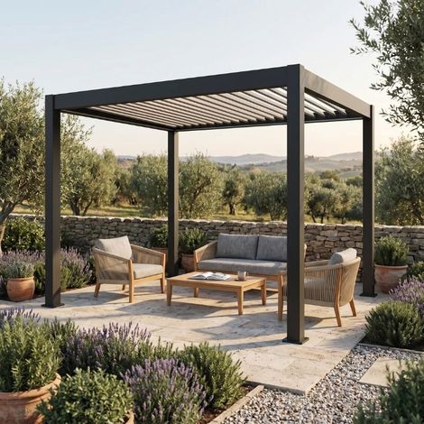 Pergola bioclimatica elettrica 4x3 mt da giardino Senza tende (1/4)