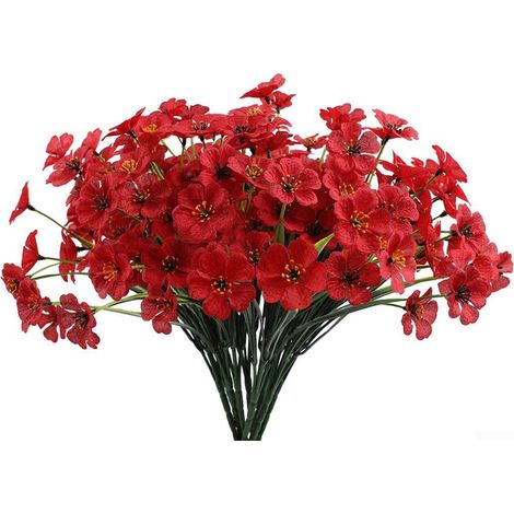 Fleurs Artificielles - Plantes Extérieures en Plastique UV Résistant - Pour Jardin Porche Terrasse Intérieur - Hauteur 31 cm - Fagot de 5 Branches (1/5)