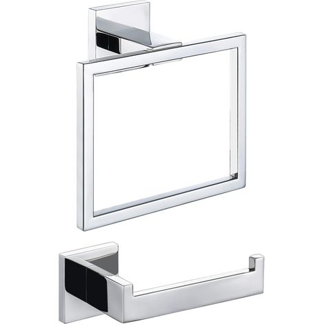 1 Porte-Serviettes,Acier Inoxydable 304,Design Carré Moderne,Finition Chrome,Salle De Bains (1/5)