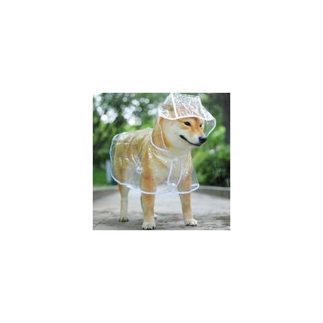 Manteau imperméable pour chien avec capuche en nylon transparent - Pour chiens de petite à moyenne taille (M,Blanc) (1/5)