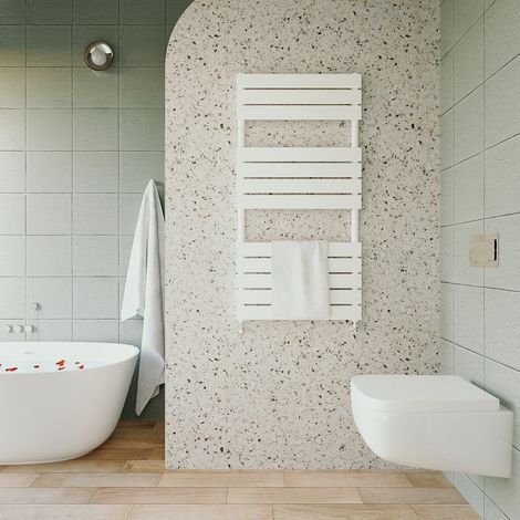 AICA 1200x600mm White Designer Heated Towel Rails Bathroom Ladder Radiator