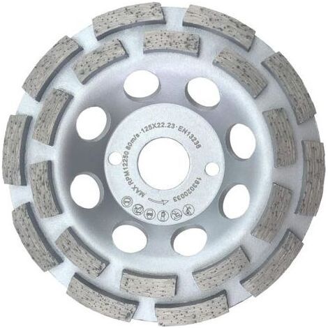 Meule boisseau diamantée 125 mm universelle pour béton et pierre - Double rangée, fixation 22,2 mm (1/5)