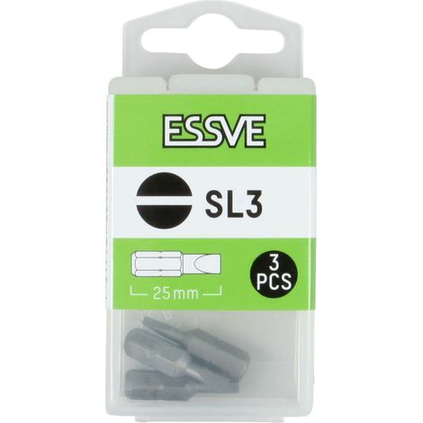 Set di 3 punte piatte di precisione ESSVE SL3 da 25 mm per cacciavite. (1/2)