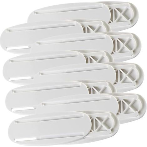 Portaprese, 10 pezzi, da parete, autoadesivo, in ABS, montaggio senza foratura, portaprese autoadesivo, portaprese 10 × 4 cm, bianco (1/5)