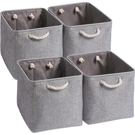Aufbewahrungsbox Stoff 33x38x33cm Schrank Regal 4 Pack Grau (1/5)