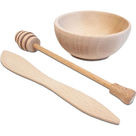Cuillère à miel en bois, pot à miel, cuillère, couteau, bol, ensemble à miel (1/5)