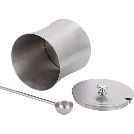 Gewürzglas aus Edelstahl mit Deckel und Löffel, Würztöpfchen, Gewürzbox. (1/5)