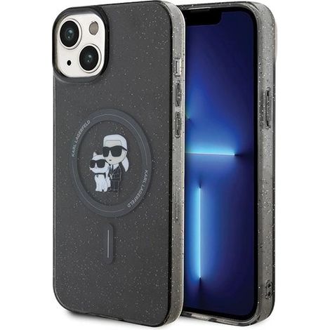 Karl Lagerfeld KLHMP15SHGKCNOK iPhone 15 / 14 / 13 6.1 Schwarz/Schwarz Hartschalenetui Karl&Choupette Glitter MagSafe (1/5)