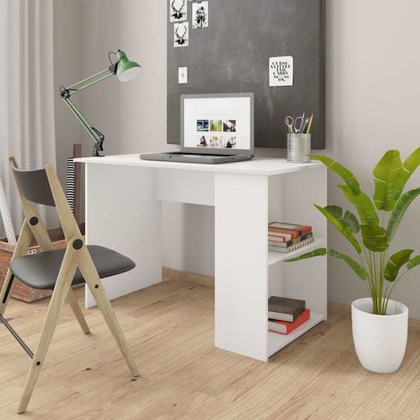 vidaXL Escritorio de madera contrachapada blanco 110x60x73 cm (1/5)