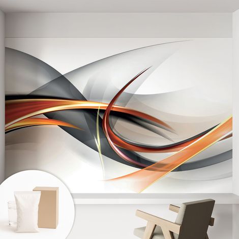 Papier peint intissé décoratif avec colle pour salon chambre et bureau Installation rapide Dynamique abstraite 152x104 cm (1/5)