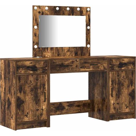 Maison Exclusive - Schminktisch mit Spiegelbeleuchtung 3 pcs Brau