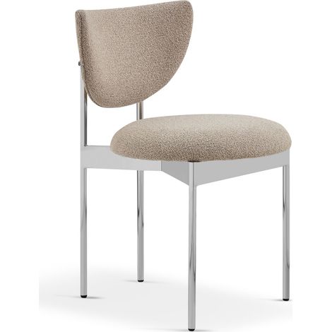 ELVMI Silla de Comedor con Respaldo Orbital, Sin Reposabrazos, Tela y Acero Inoxidable, Caqui Claro (1/5)