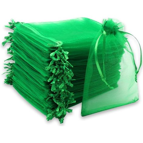 100 sacchetti in organza verde scuro, 10 x 15 cm, sacchetti per gioielli, sacchetti regalo, astucci per gioielli, sacchetti per caramelle per matrimoni, feste, cerimonie e Natale, con coulisse in raso (1/5)