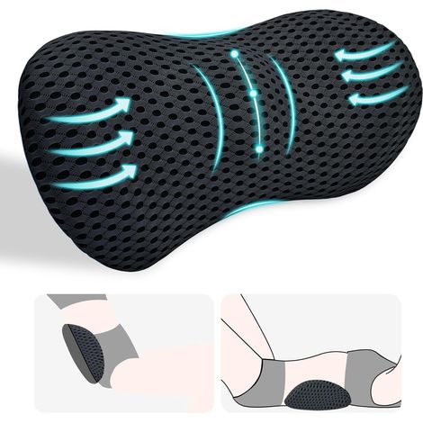 Oreiller de soutien lombaire, oreiller dorsal pour soulager les douleurs lombaires, siège de voiture ergonomique, chaise de bureau, fauteuil et lit, noir