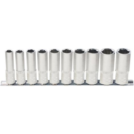 KS Tools 917.0615 Serie di Bussole Esagonali Classic, Lunghe, 10 Pezzi, 10-19 mm, 1/2"