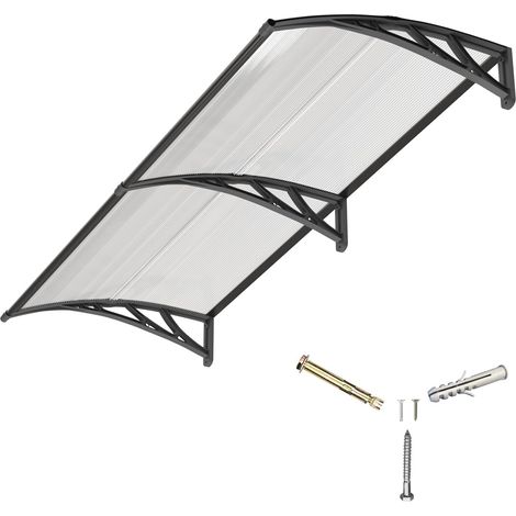 Entrance Door Awning 100 x 200 cm Polycarbonate Roof Canopy Heavy Duty Roof Shed Rain and UV Protection (1/5)