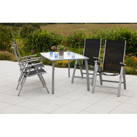Carrara Set 4tlg 4 Sessel schwarz Tisch 150x90cm