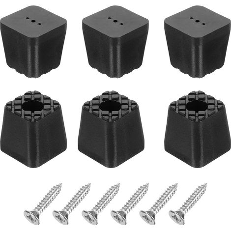 6pcs Pieds de Meuble Carré avec Vis Rondelle 30x30mm Noir (1/5)
