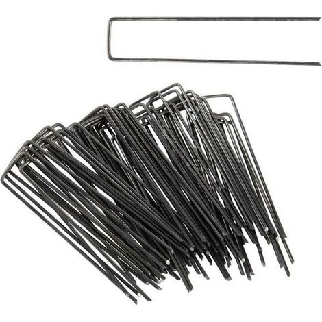 Piquet de jardin de fixation toile de paillage 150 x 40 mm en acier x 50 (1/4)