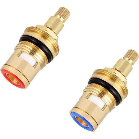 2Pcs Cartouche Ceramique Mitigeur, Laiton Résistant Corrosion Joint Tete, Robinet Ceramique Universel Antidéflagrant, haut pour Rechange Robinet de Bain Cuisine, Salle de Bain(1 Bleu + 1 Rouge) -RAPAN (1/5)