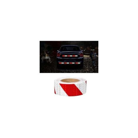 Ruban Réfléchissant, Rouge et Blanc 25m x 5cm Bande Reflechissante Autocollante, Ruban Réfléchissant Adhésif, Ruban Avertisseur Réfléchissant