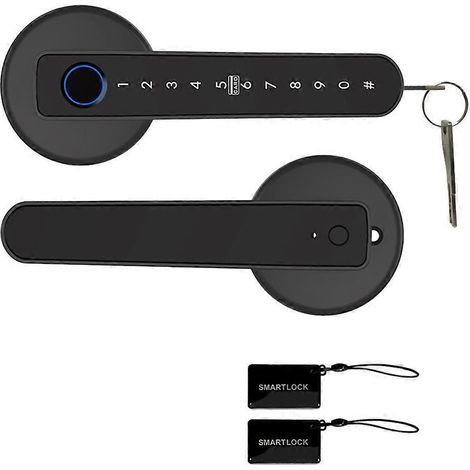 Fingerabdruck-Türschloss, biometrischer Smart-Türgriff mit Tastatur, App-gesteuerter Türgriff für Schlafzimmer, Büro oder Wohnung (1/5)