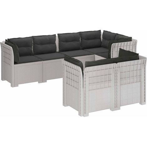 7-Seater Garden Sofa with Cushions Rattan Look PP White vidaXL (1/5)