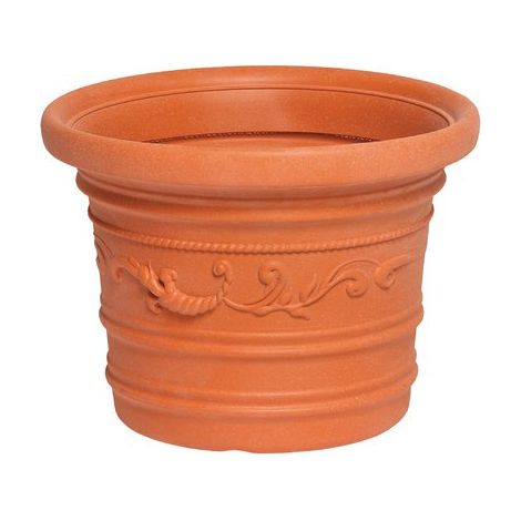VASO TONDO FESTONATO PRESTIGE  RESINA TERRACOTTA CM 60 H.CM 45