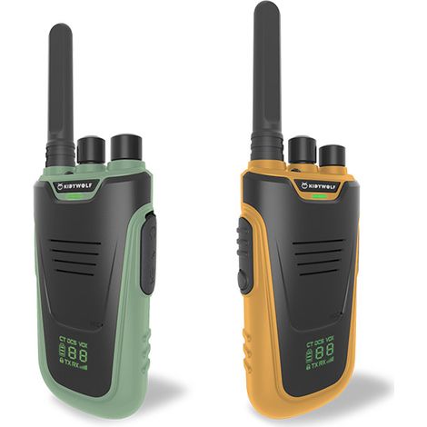 KIDYWOLF KIDYTALK verde y amarillo – Walkie Talkie Kids Recargable – Alcance hasta 6 km – Educativos y Divertidos Juguetes para Niños a partir de 5 años