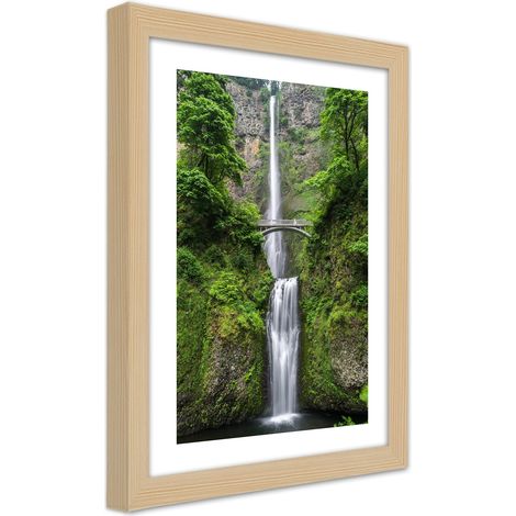 Quadro con cornice, Ponte su una cascata - 70x100 (1/5)
