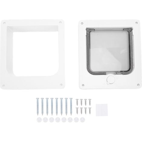 Chatière intérieure et extérieure avec verrouillage à 4 directions, cadre renforcé en ABS étanche, pour animaux jusqu’à 11,3 kg, couleur blanche, modèle L (1/5)