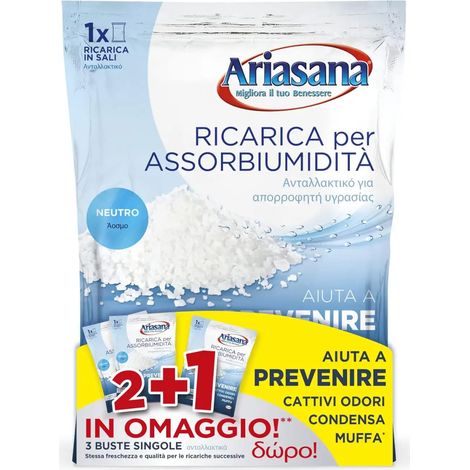 Ariasana Ricarica in Sali Assorbiumidità Fragranza Inodore 3x450gr (1/4)