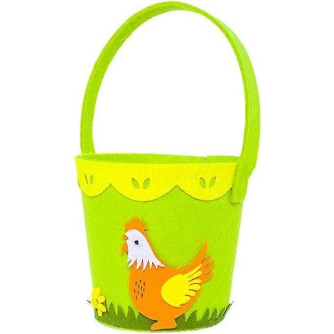 Osterkorb mit Henkel, Eierbeutel aus Vliesstoff, farbenfroh bemaltes Muster, ideal für Partys, Zuhause, Kinder, als Geschenk.