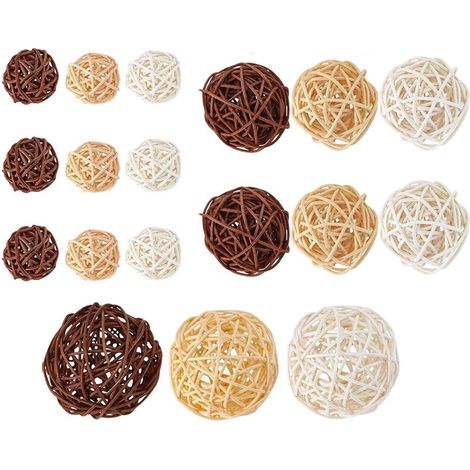 18 Stück Rattankugeln, geflochtene Rattankugeln, dekorative Rattankugeln, Weidenkugeln, Dekokugeln für Bastelarbeiten, Hochzeiten, Partys, Potpourri (1/5)