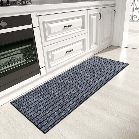 Küchenmatte 50 x 150 cm, abwaschbare, rutschfeste Küchenmatte, Küchenmatte mit Gummifüßen, Küchenmatte für Eingangsbereich, Küche, Flur, Diele (Grau) (1/4)