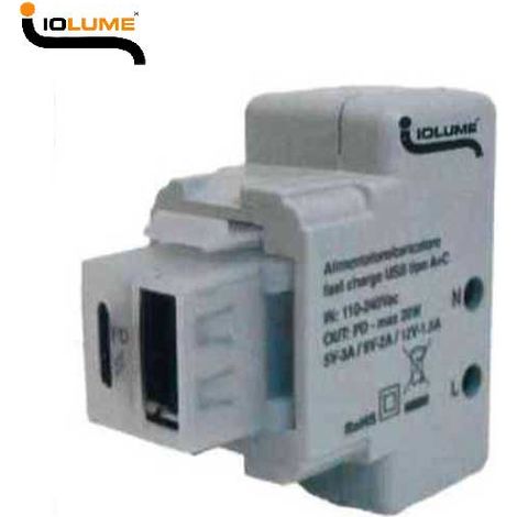 Alimentatore caricatore USB A+C