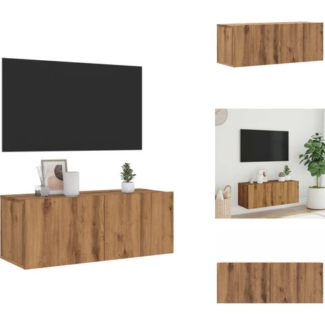 Meuble TV mural chêne artisanal 80x30x30 cm bois d'ingénierie - Meuble TV - Meubles TV - Support TV - Meuble HiFi (1/5)