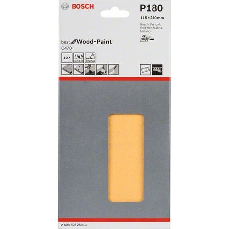 2608605269 - Set 10 fogli abrasivi C470 , 115mm X 230mm , P180 , BEST for LEGNO+VERNICE