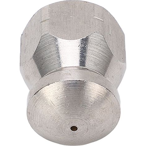 Buse de vidange pour nettoyeur haute pression 5000 PSI, mini buse de vidange compacte et durable, tuyau de vidange haute pression, petite tête ronde - 1 trou avant, 6 trous arrière (1/5)