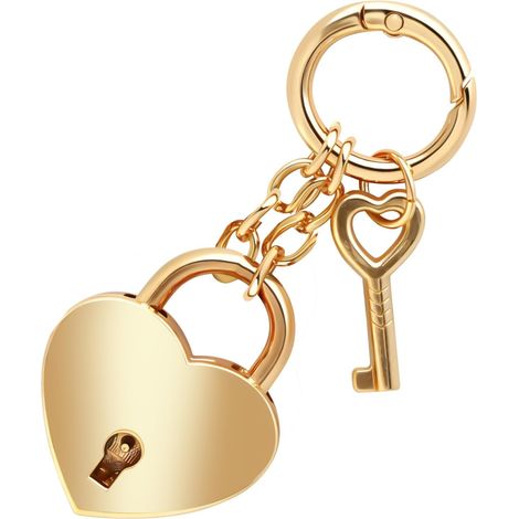 Gold heart-shaped chain pendant, handbag charm, women's fashion accessory, cute and decorative keychain, suitable for backpacks and handbags (1/5)