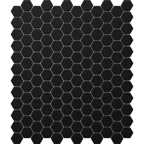 Ilcom mosaico in ceramica su rete per bagno e cucina 30cm x 26cm - Matt black hive (1/5)