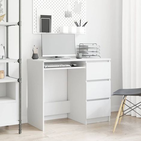 vidaXL Escritorio de madera contrachapada blanco 90x45x76 cm (1/5)