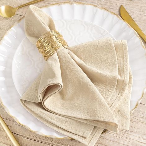 8 serviettes table lin/coton 40,6x40,6 cm – Beige – lavables – pour mariage, baby shower