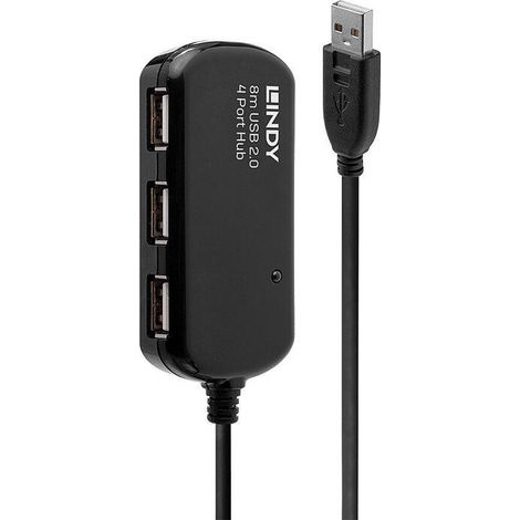 Lindy USB 2.0 Pro 4-Port Hub Nodo - Concentrador (480 Mbit/s, 8 m, Win ME, 2000, XP, Vista Mac OS Linux, USB 2.0/1.1, 1x USB-A M, 4X USB-A FM) (1/4)