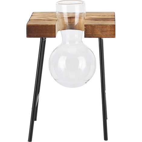 Support en Bois pour Bouteille Verre - Jardinage Hydroponique, Vase à Bulbe pour Plantes d'Intérieur Bureau Maison