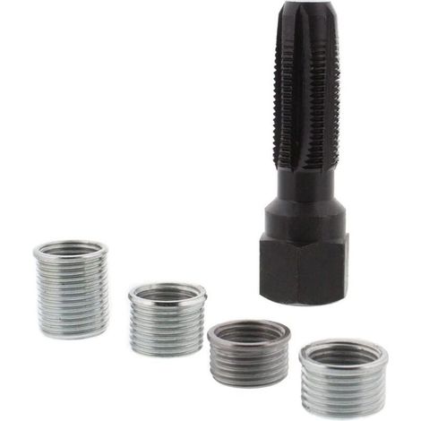 Kit de Réparation de Filetage de Bougie d'allumage m14x1.25, Réparation Filetage m14 avec 4 Accessoires Taraud,Réparation Filetage Bougies de Préchauffage (1/4)