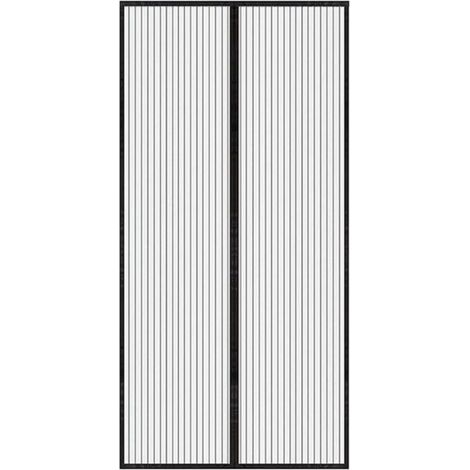 Rideau de porte à rayures noires, 90210cm, rideau de porte magnétique en maille douce, rideau de porte anti-moustiques d'été. (1/4)