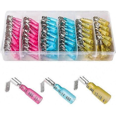 Kit de 140 cosses à sertir thermorétractables pour câbles 22-16/16-14/12-10 AWG (1/5)